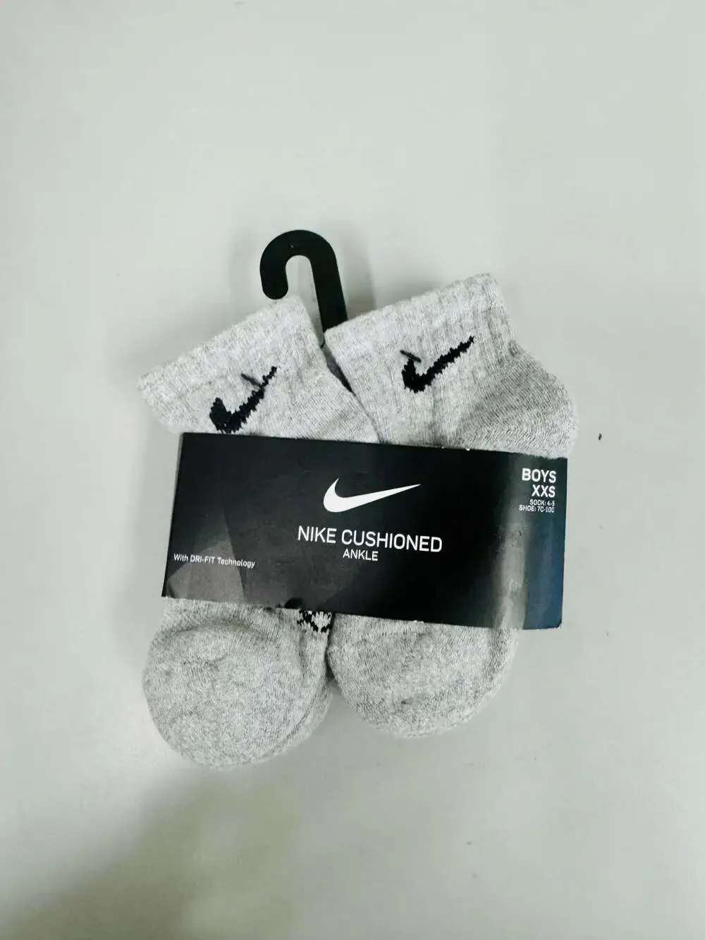 Nike Cushioned Ankle Boys Socks Size XXS 7C-10C Gray